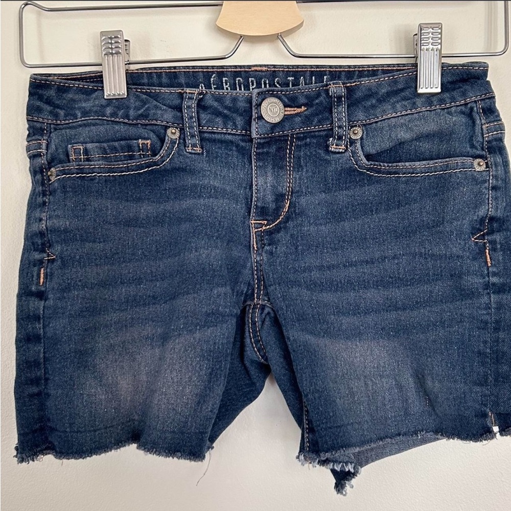 Aeropostale Blue Denim Shorts with Contrast Stitching